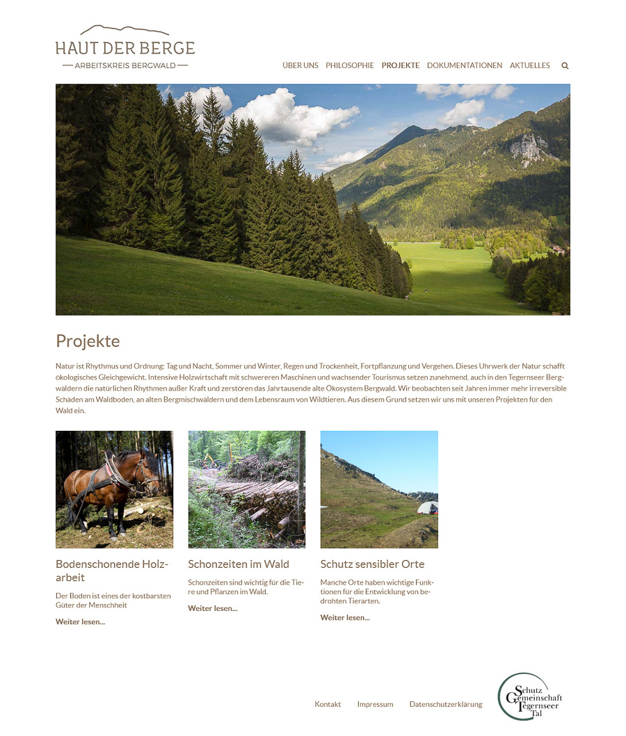 Seite Projekte aus www.haut-der-berge.de